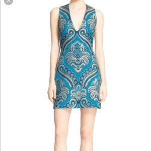 NWT Alice and Olivia turquoise jacquard dress